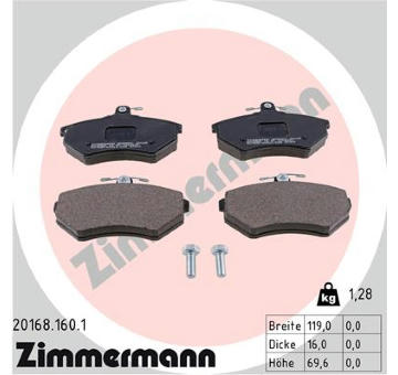 Sada brzdových destiček, kotoučová brzda ZIMMERMANN 20168.160.1