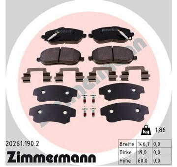 Sada brzdových destiček, kotoučová brzda ZIMMERMANN 20261.190.2