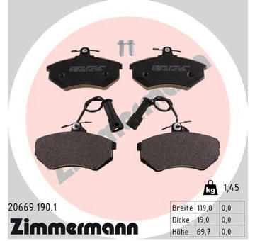 Sada brzdových destiček, kotoučová brzda ZIMMERMANN 20669.190.1