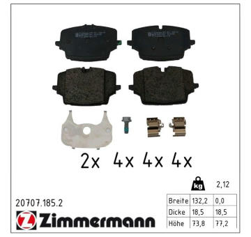 Sada brzdových destiček, kotoučová brzda ZIMMERMANN 20707.185.2