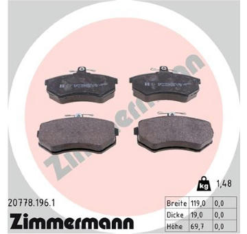 Sada brzdových destiček, kotoučová brzda ZIMMERMANN 20778.196.1