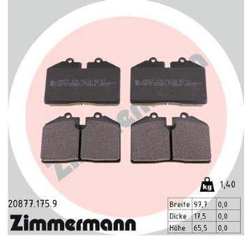 Sada brzdových destiček, kotoučová brzda ZIMMERMANN 20877.175.9