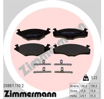 Sada brzdových destiček, kotoučová brzda ZIMMERMANN 20887.170.2