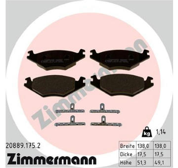 Sada brzdových destiček, kotoučová brzda ZIMMERMANN 20889.175.2
