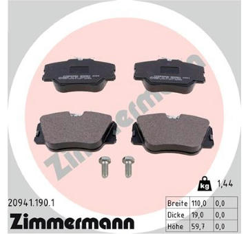 Sada brzdových destiček, kotoučová brzda ZIMMERMANN 20941.190.1