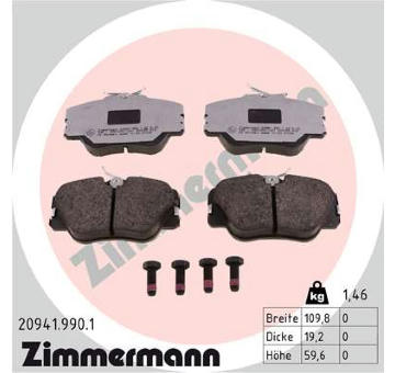 Sada brzdových destiček, kotoučová brzda ZIMMERMANN 20941.990.1