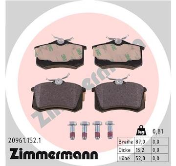 Sada brzdových destiček, kotoučová brzda ZIMMERMANN 20961.152.1