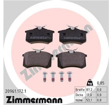 Sada brzdových destiček, kotoučová brzda ZIMMERMANN 20961.172.1