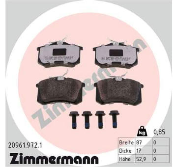 Sada brzdových destiček, kotoučová brzda ZIMMERMANN 20961.972.1