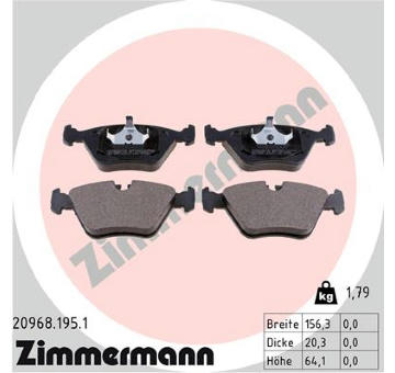 Sada brzdových destiček, kotoučová brzda ZIMMERMANN 20968.195.1