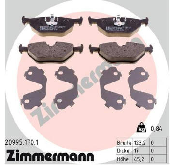 Sada brzdových destiček, kotoučová brzda ZIMMERMANN 20995.170.1