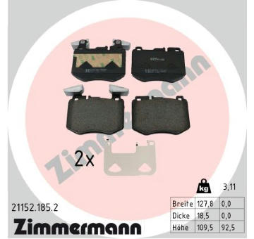 Sada brzdových destiček, kotoučová brzda ZIMMERMANN 21152.185.2