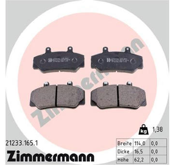 Sada brzdových destiček, kotoučová brzda ZIMMERMANN 21233.165.1