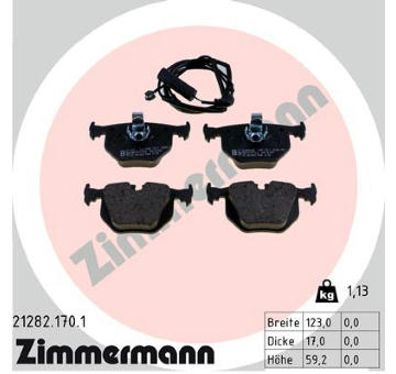 Sada brzdových destiček, kotoučová brzda ZIMMERMANN 21282.170.1