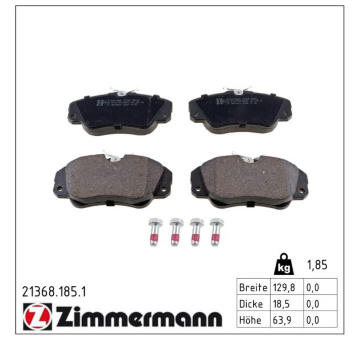 Sada brzdových destiček, kotoučová brzda ZIMMERMANN 21368.185.1