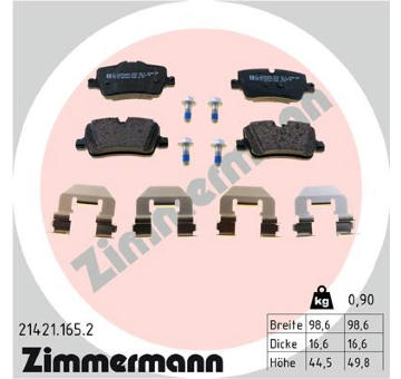 Sada brzdových destiček, kotoučová brzda ZIMMERMANN 21421.165.2