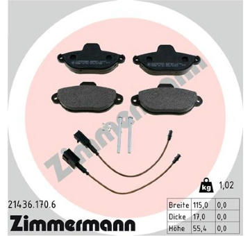 Sada brzdových destiček, kotoučová brzda ZIMMERMANN 21436.170.6