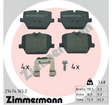 Sada brzdových destiček, kotoučová brzda ZIMMERMANN 21474.165.2