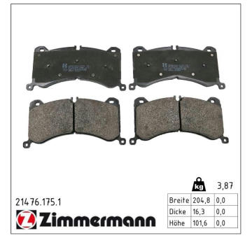 Sada brzdových destiček, kotoučová brzda ZIMMERMANN 21476.175.1
