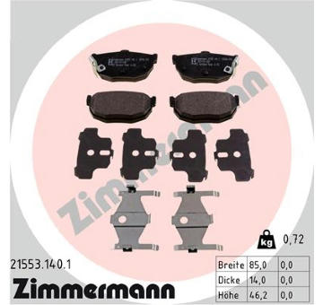 Sada brzdových destiček, kotoučová brzda ZIMMERMANN 21553.140.1