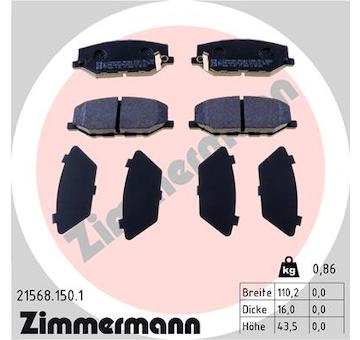 Sada brzdových destiček, kotoučová brzda ZIMMERMANN 21568.150.1