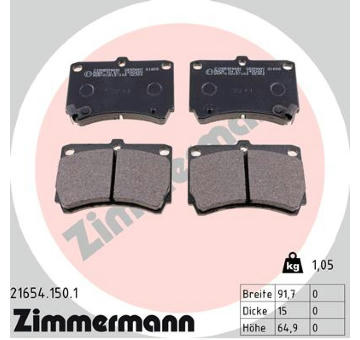 Sada brzdových destiček, kotoučová brzda ZIMMERMANN 21654.150.1