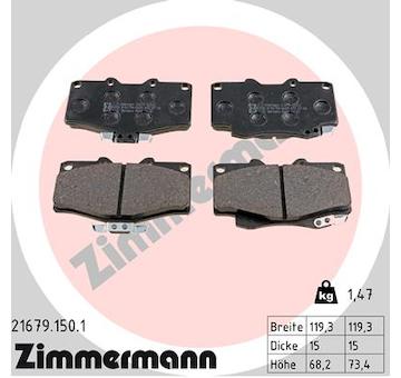 Sada brzdových destiček, kotoučová brzda ZIMMERMANN 21679.150.1