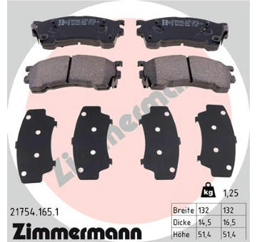 Sada brzdových destiček, kotoučová brzda ZIMMERMANN 21754.165.1