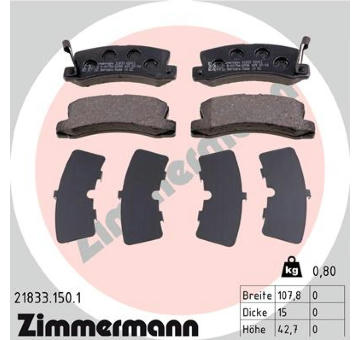 Sada brzdových destiček, kotoučová brzda ZIMMERMANN 21833.150.1