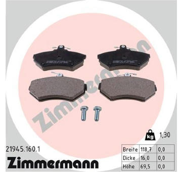 Sada brzdových destiček, kotoučová brzda ZIMMERMANN 21945.160.1