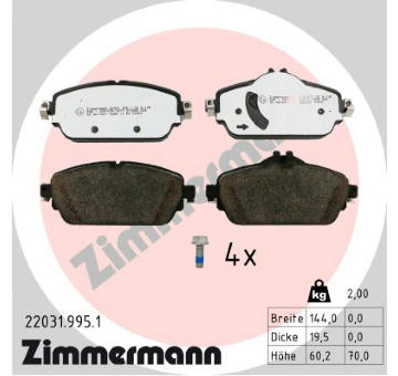 Sada brzdových destiček, kotoučová brzda ZIMMERMANN 22031.995.1