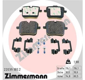 Sada brzdových destiček, kotoučová brzda ZIMMERMANN 22039.180.2