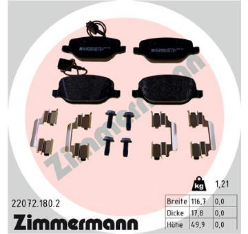 Sada brzdových destiček, kotoučová brzda ZIMMERMANN 22072.180.2