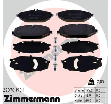 Sada brzdových destiček, kotoučová brzda ZIMMERMANN 22076.190.1