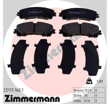 Sada brzdových destiček, kotoučová brzda ZIMMERMANN 22117.160.1