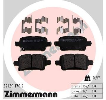 Sada brzdových destiček, kotoučová brzda ZIMMERMANN 22129.170.2