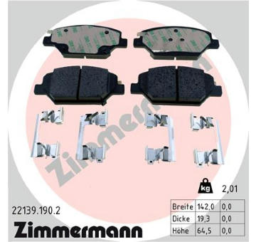 Sada brzdových destiček, kotoučová brzda ZIMMERMANN 22139.190.2