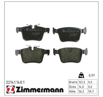 Sada brzdových destiček, kotoučová brzda ZIMMERMANN 22141.140.1