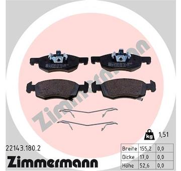 Sada brzdových destiček, kotoučová brzda ZIMMERMANN 22143.180.2