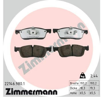Sada brzdových destiček, kotoučová brzda ZIMMERMANN 22146.980.1