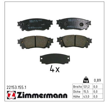 Sada brzdových destiček, kotoučová brzda ZIMMERMANN 22153.155.1