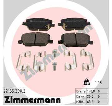 Sada brzdových destiček, kotoučová brzda ZIMMERMANN 22165.200.2