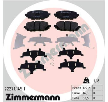 Sada brzdových destiček, kotoučová brzda ZIMMERMANN 22271.145.1