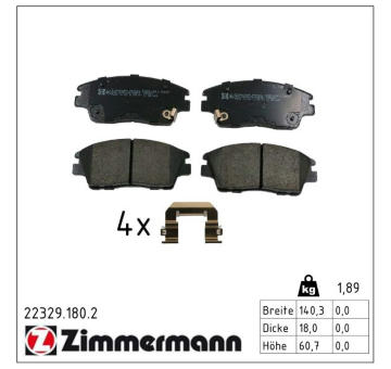 Sada brzdových destiček, kotoučová brzda ZIMMERMANN 22329.180.2