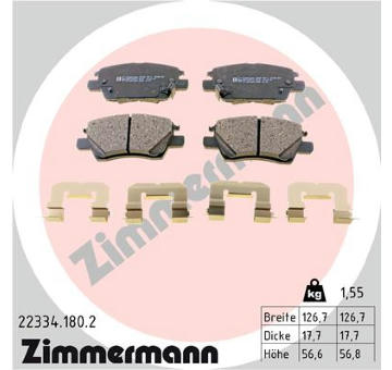 Sada brzdových destiček, kotoučová brzda ZIMMERMANN 22334.180.2