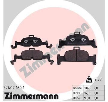 Sada brzdových destiček, kotoučová brzda ZIMMERMANN 22402.160.1