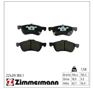 Sada brzdových destiček, kotoučová brzda ZIMMERMANN 22409.180.1