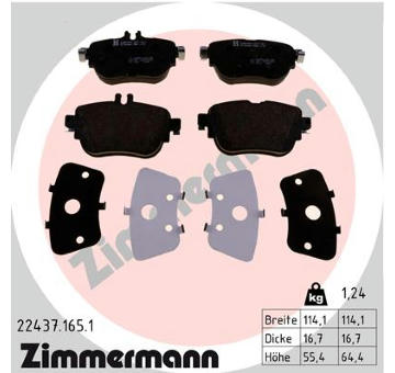 Sada brzdových destiček, kotoučová brzda ZIMMERMANN 22437.165.1