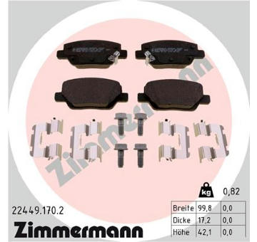 Sada brzdových destiček, kotoučová brzda ZIMMERMANN 22449.170.2