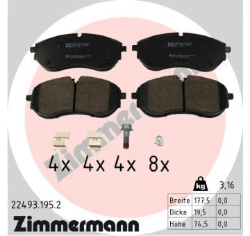 Sada brzdových destiček, kotoučová brzda ZIMMERMANN 22493.195.2